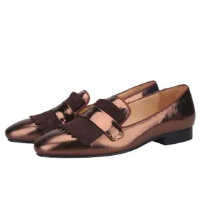 Cracked Patent Leather Loafers - Men Shoes
