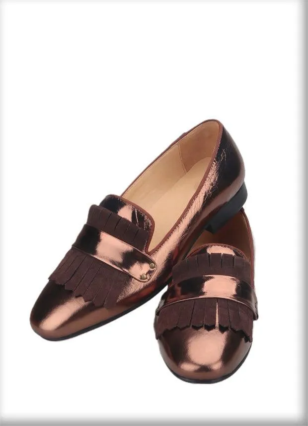 Cracked Patent Leather Loafers - Men Shoes