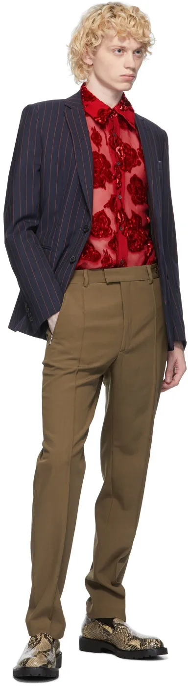 Dries Van Noten Tan Zip Trousers