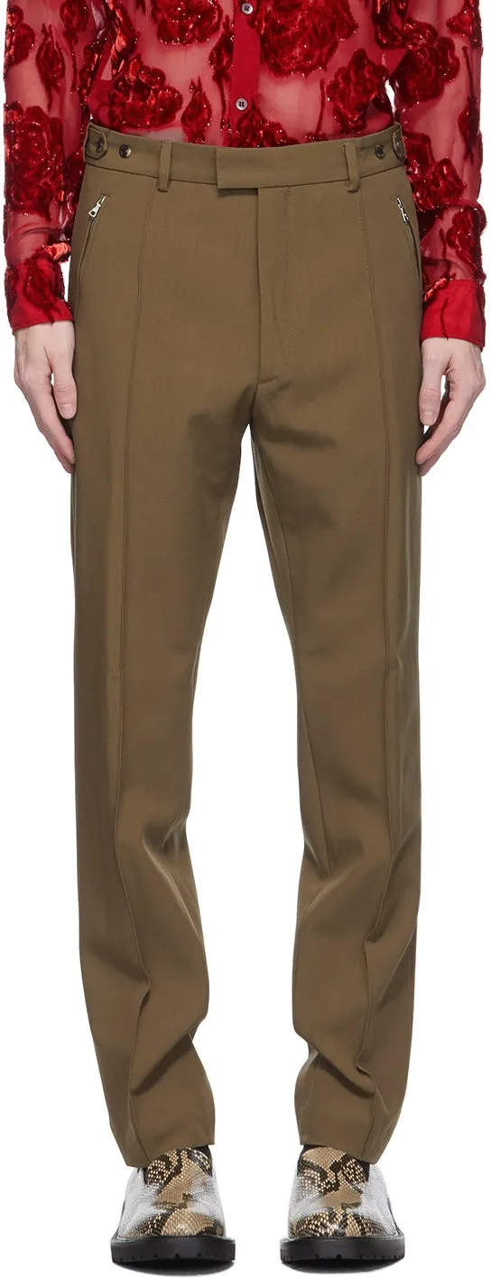 Dries Van Noten Tan Zip Trousers