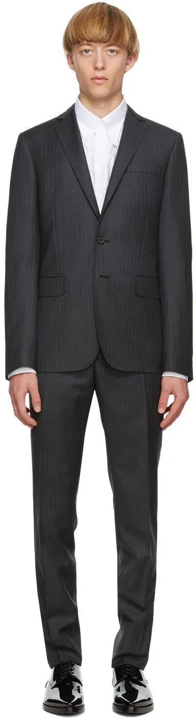 Dsquared2 Grey Wool Striped Paris Fit Suit