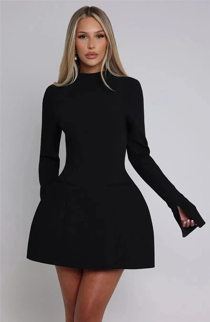 Emilia Structured Black Mini Dress