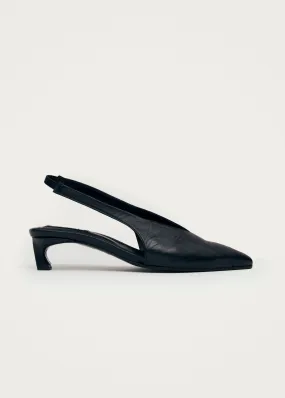 Evadne Black Leather Pumps