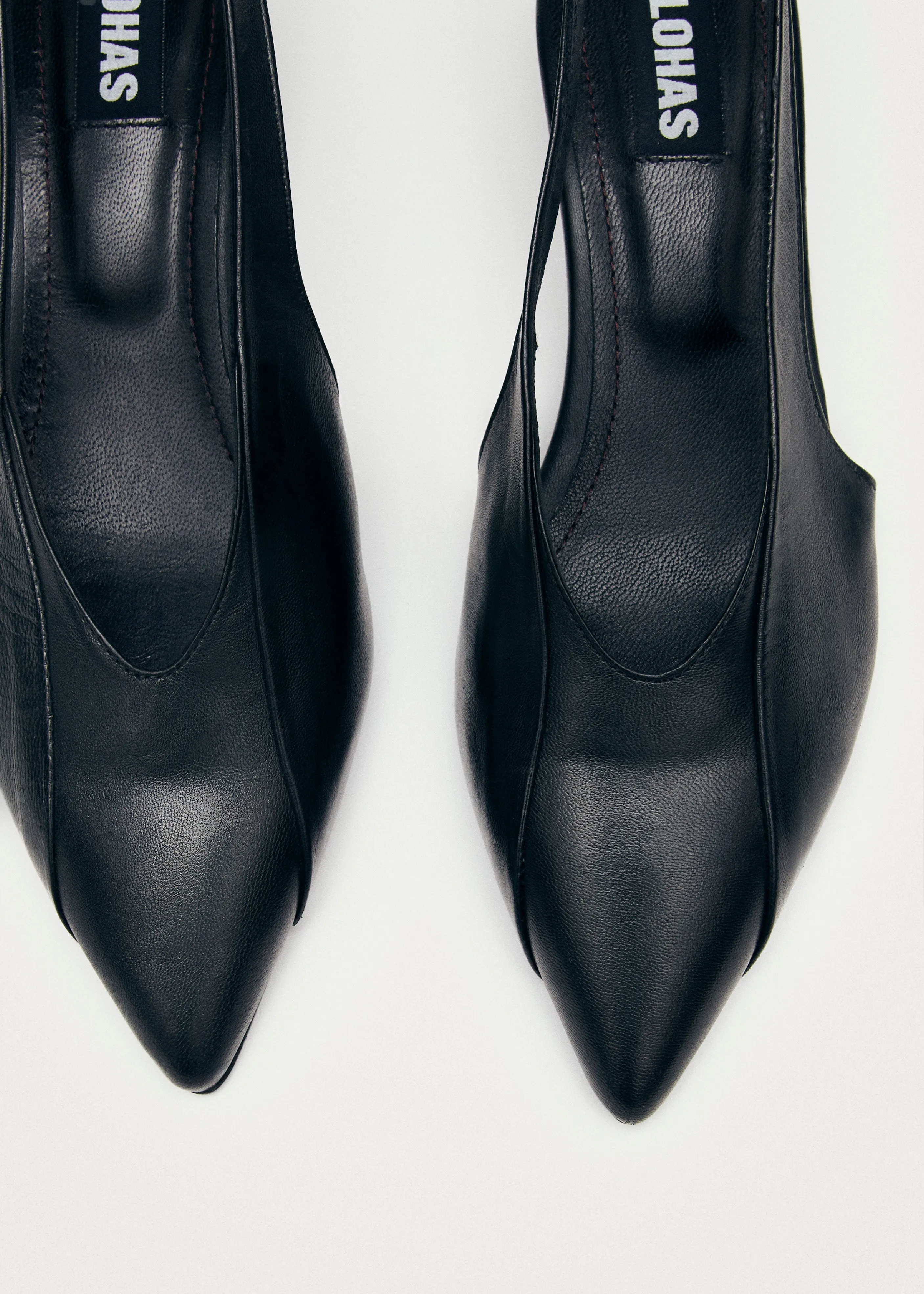 Evadne Black Leather Pumps