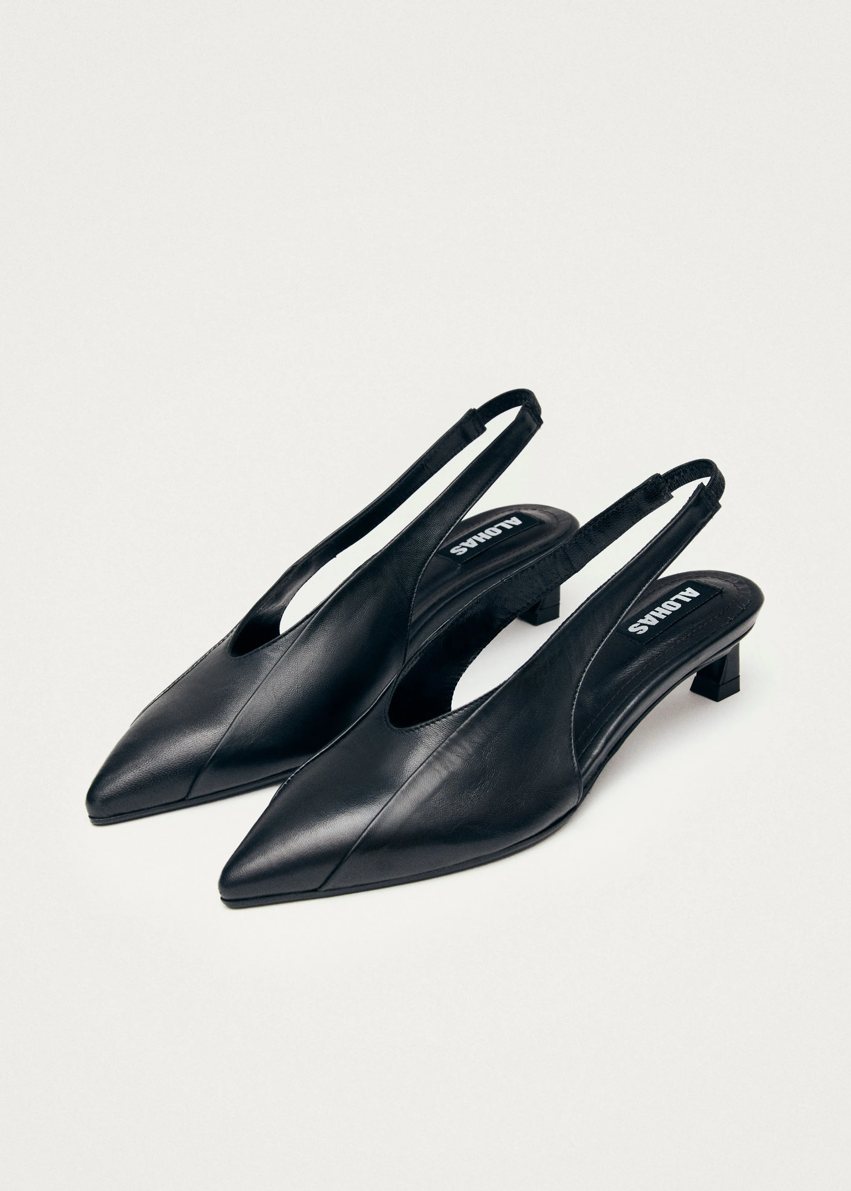 Evadne Black Leather Pumps