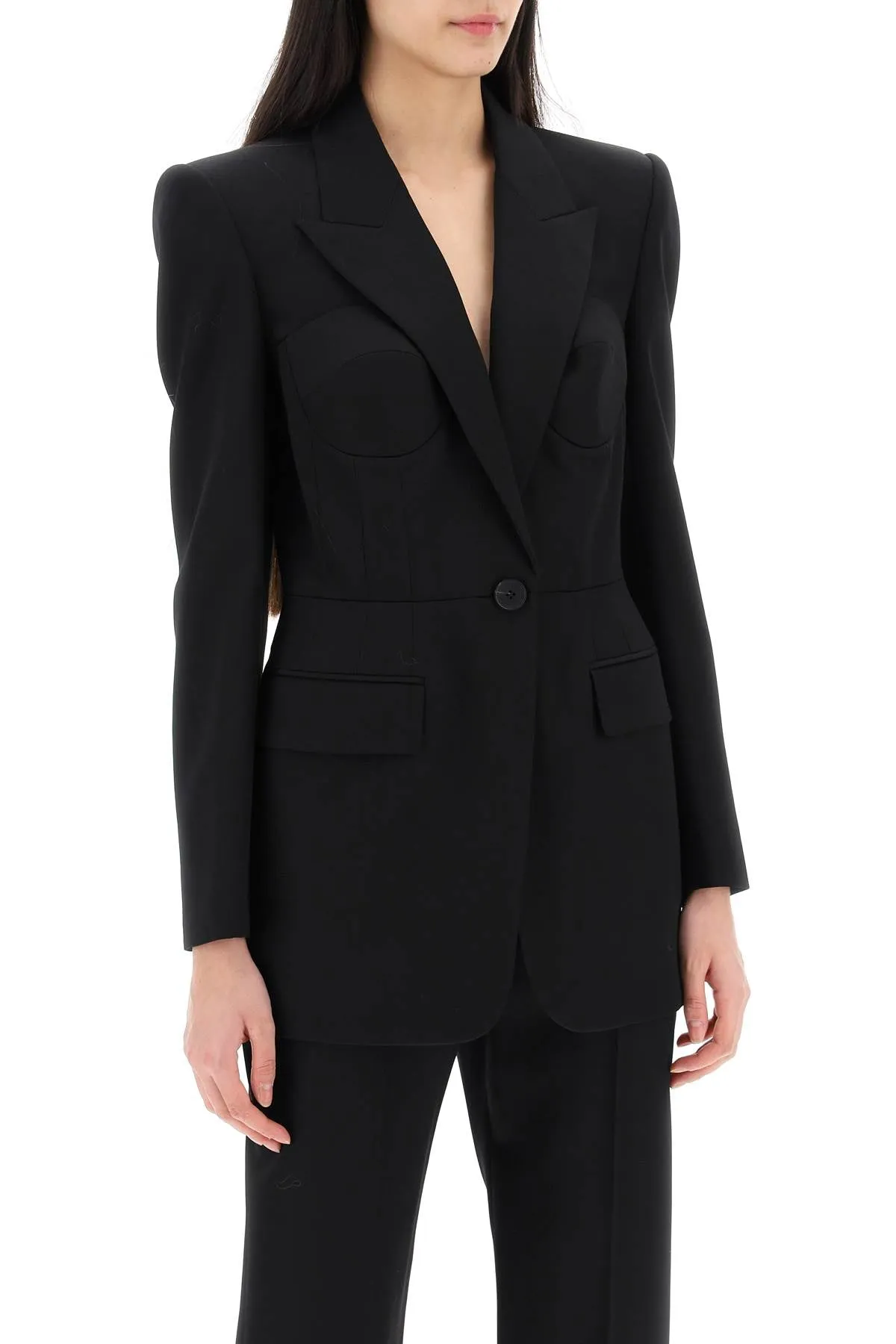 FITTED JACKET WITH BUSTIER DETAILS