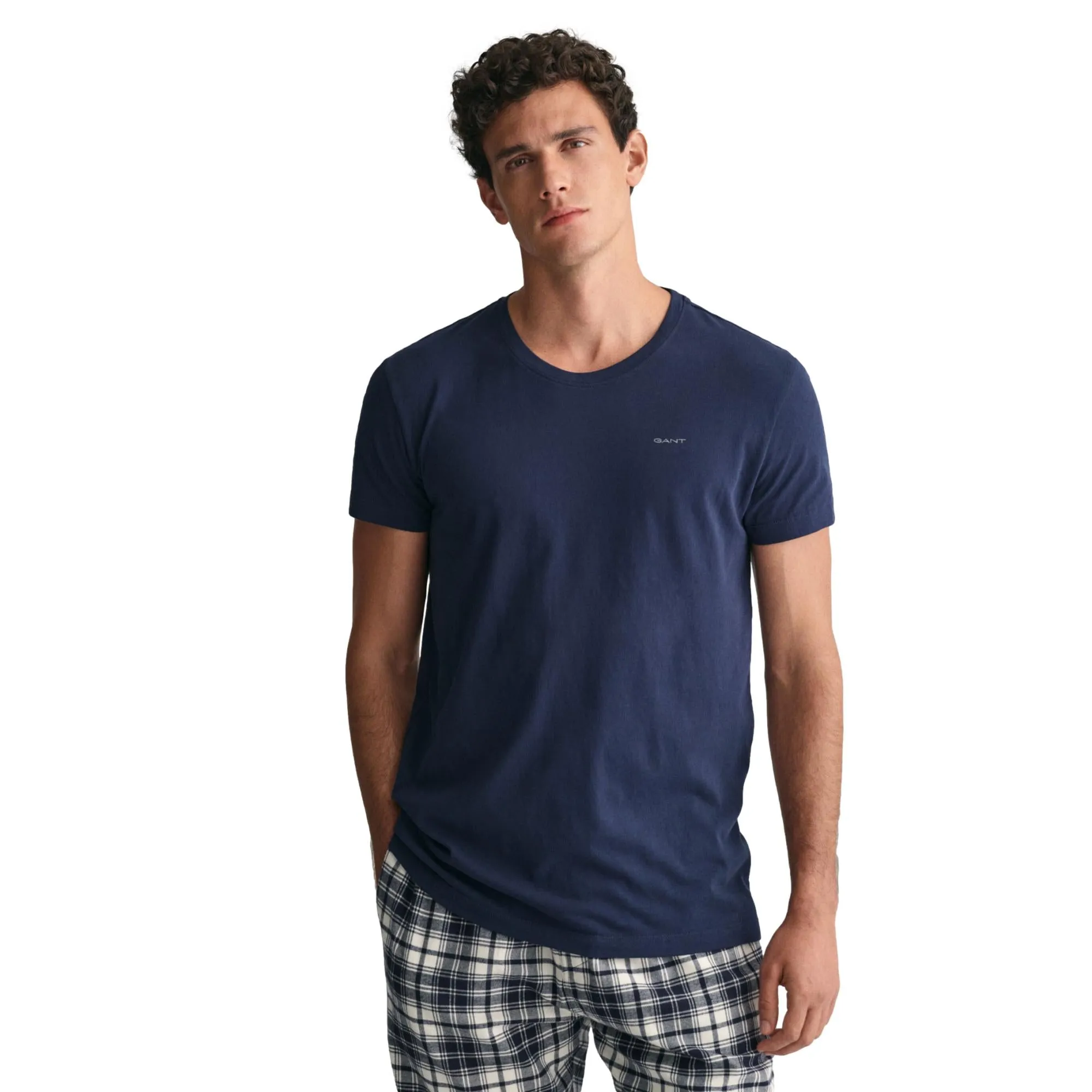 GANT Crew Neck T-Shirt 2 Pack - Navy/White