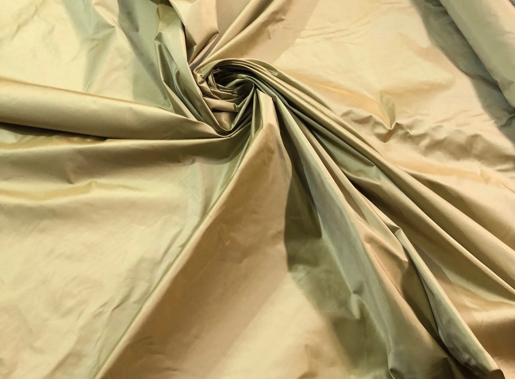 Gold silk taffeta 54&quot; wide   Beautiful iridescent gold color silk taffeta fabric sold by the yard