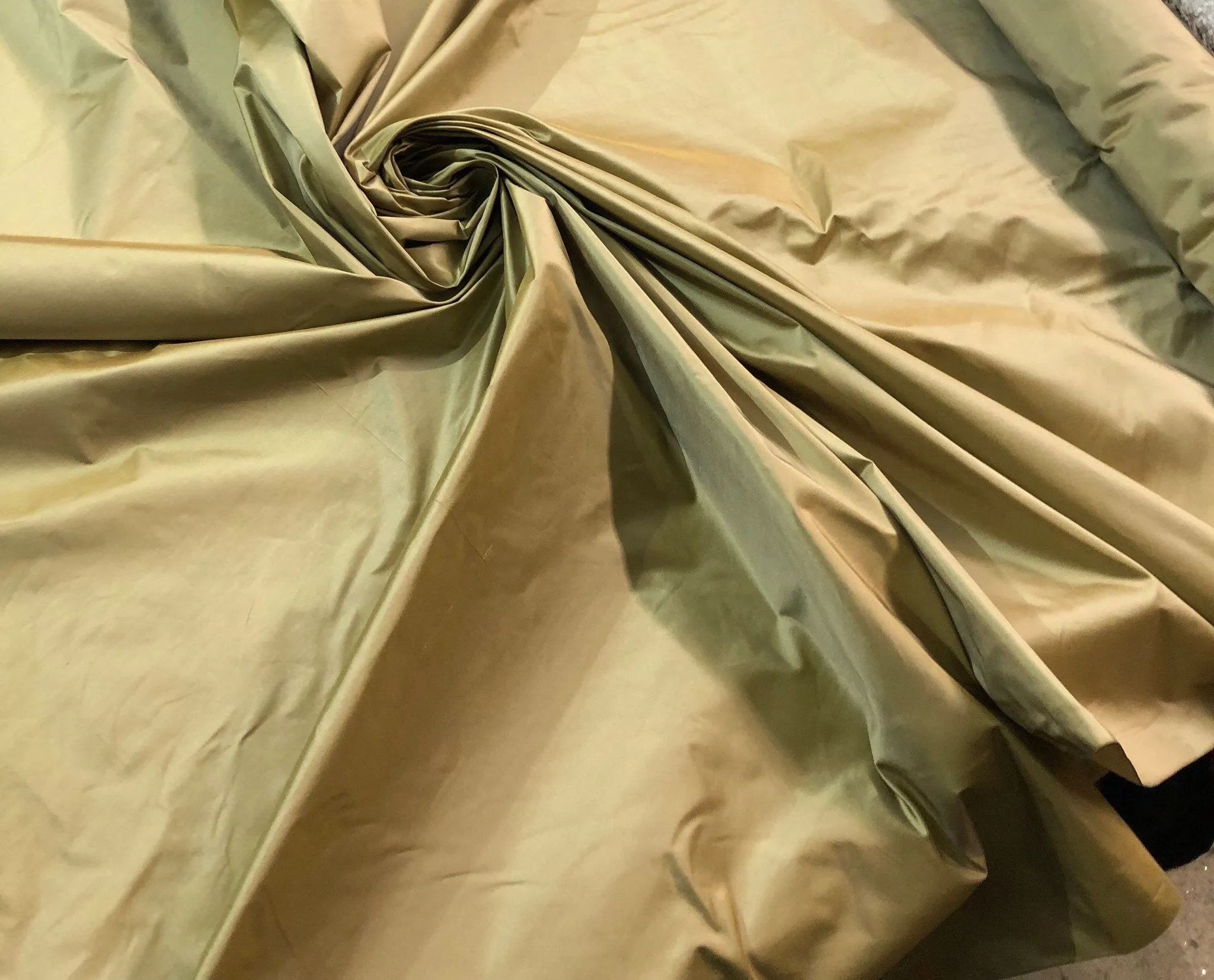 Gold silk taffeta 54&quot; wide   Beautiful iridescent gold color silk taffeta fabric sold by the yard