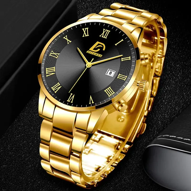 Gold Stainless Steel Minimalist Men's Watch