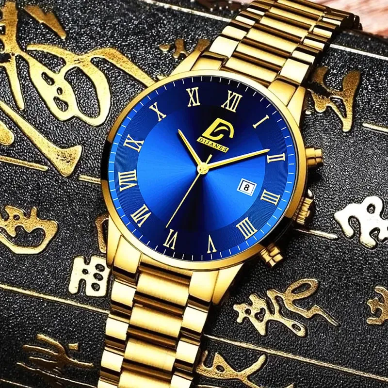 Gold Stainless Steel Minimalist Men's Watch