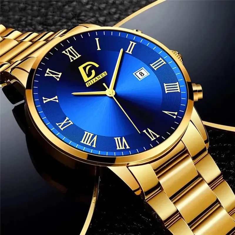 Gold Stainless Steel Minimalist Men's Watch