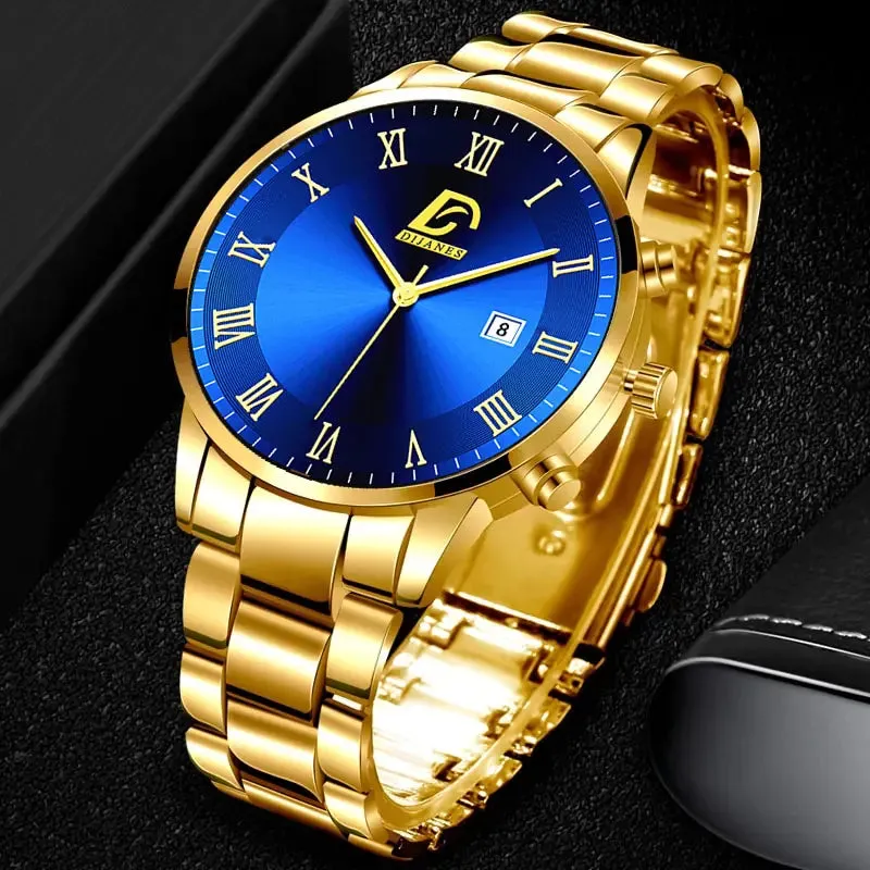 Gold Stainless Steel Minimalist Men's Watch