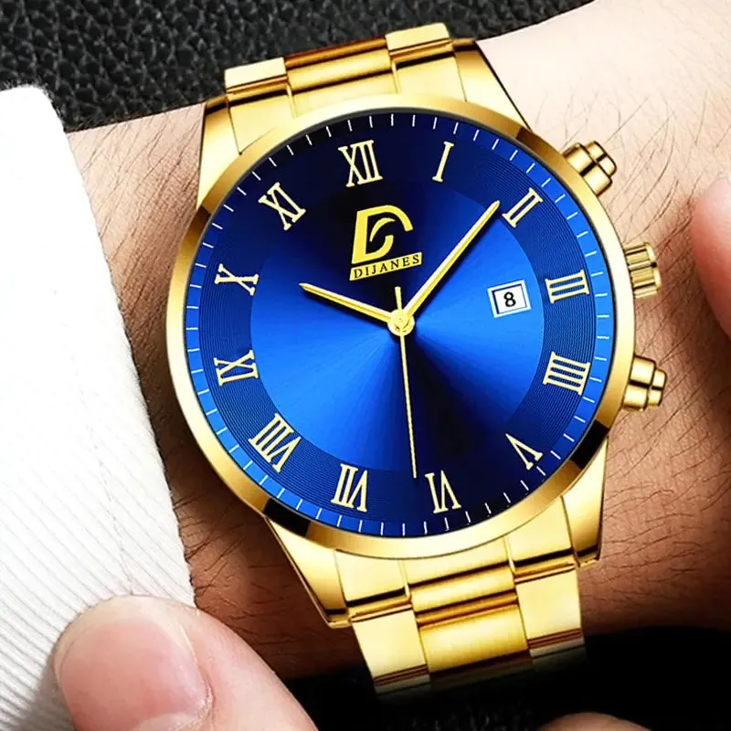 Gold Stainless Steel Minimalist Men's Watch