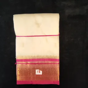 Half white with pink | Dharmavaram Silk Saree No 18