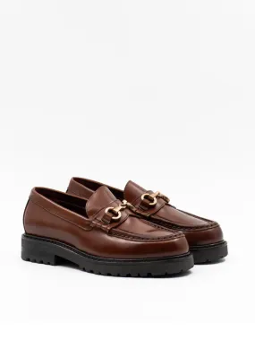 Horsebit brown leather loafers