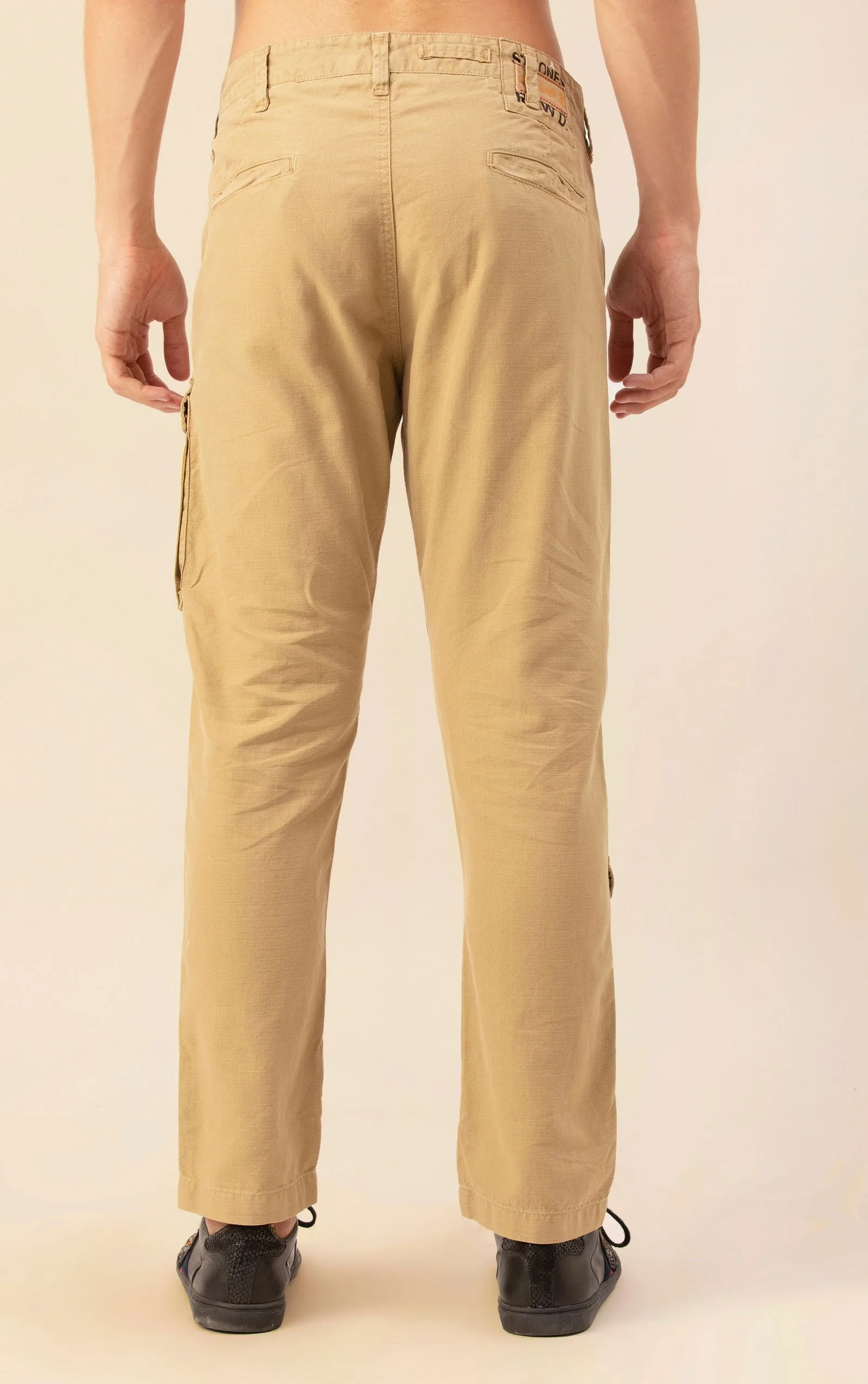 LINEN SLIMFIT CARGO-khaki