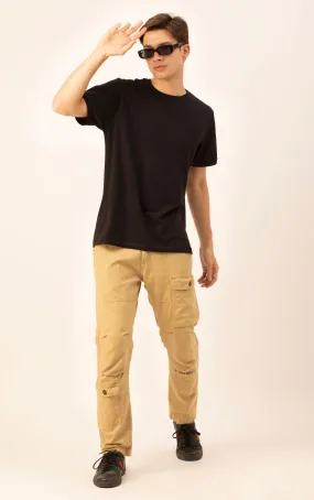 LINEN SLIMFIT CARGO-khaki