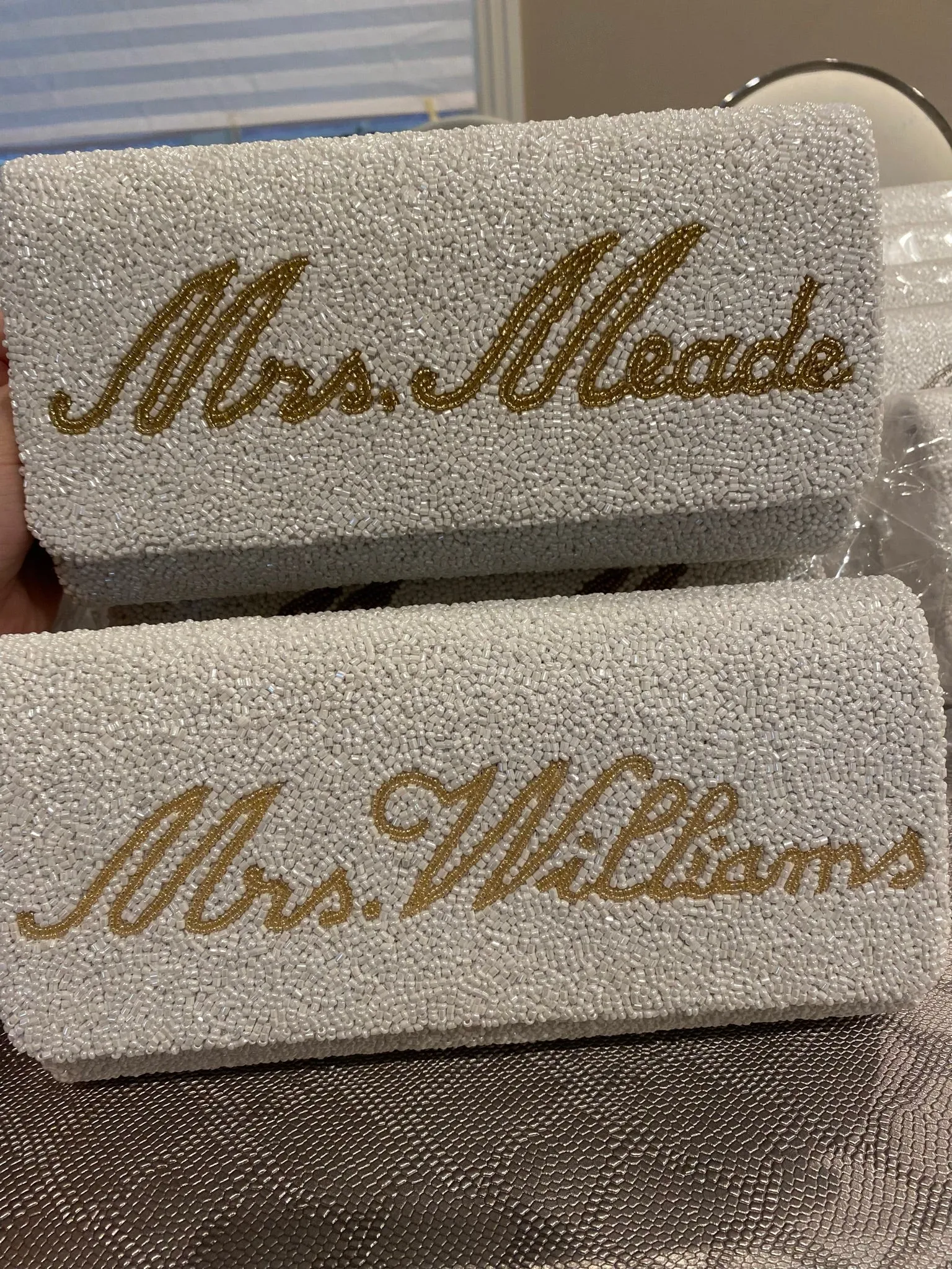Medium Structured Beaded Bridal Clutch
