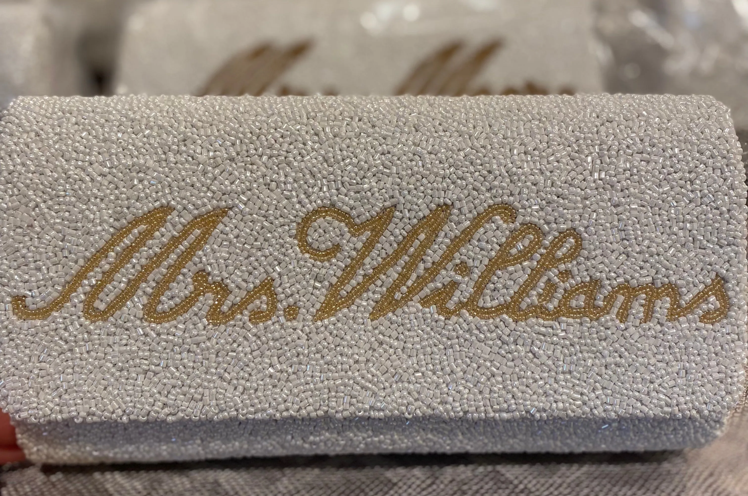 Medium Structured Beaded Bridal Clutch