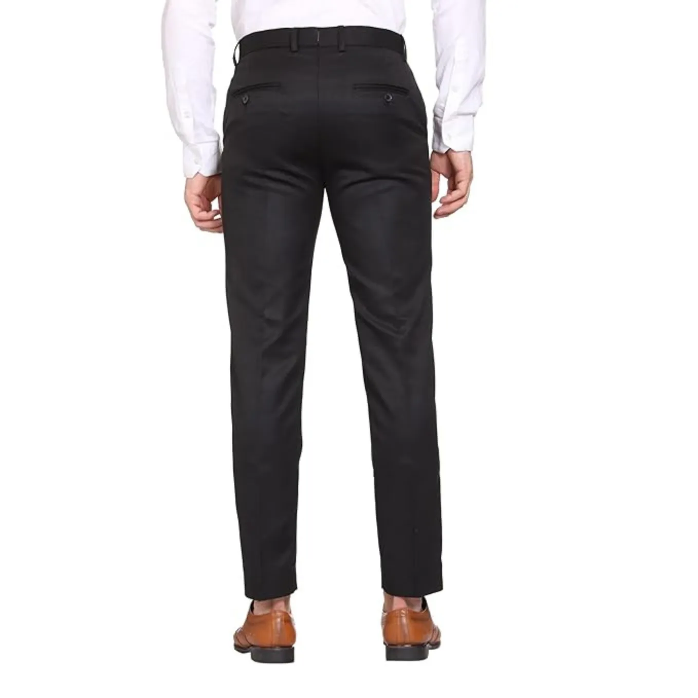 Men's Casual Trousers | Slim Fit Formal Pants for Men | Stylish Trousers for Men | Comfortable Office Wear Pants - Black - PANT_3XL
