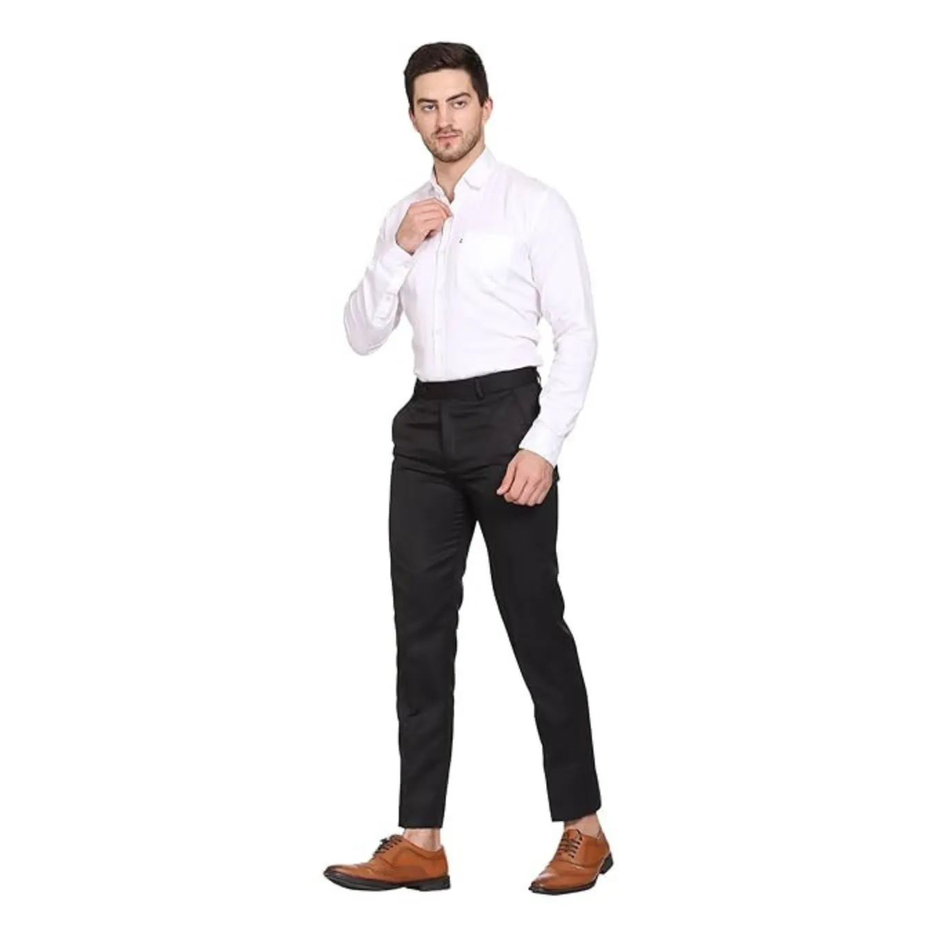 Men's Casual Trousers | Slim Fit Formal Pants for Men | Stylish Trousers for Men | Comfortable Office Wear Pants - Black - PANT_4XL