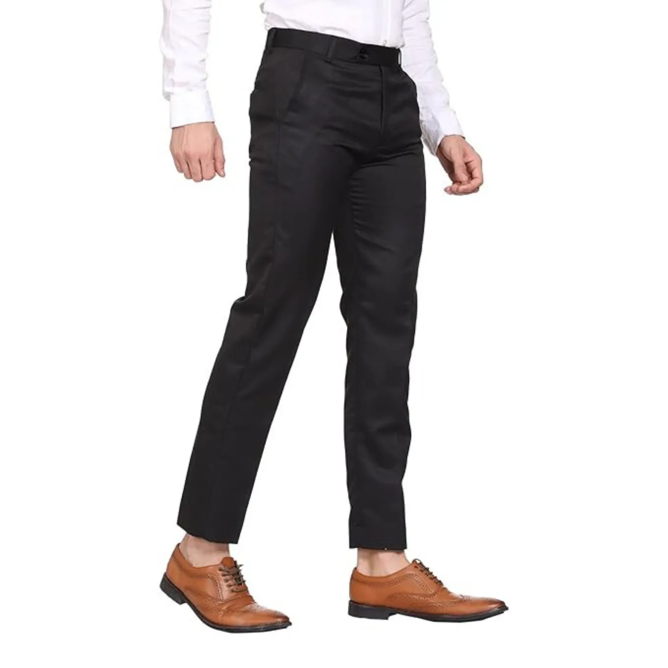 Men's Casual Trousers | Slim Fit Formal Pants for Men | Stylish Trousers for Men | Comfortable Office Wear Pants - Black - PANT_4XL