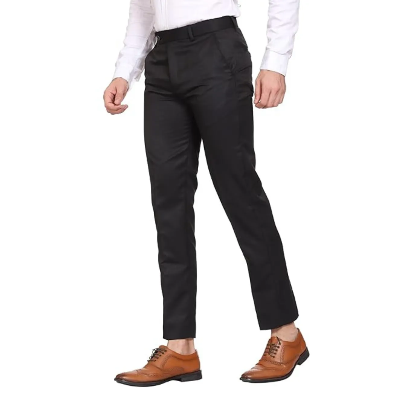 Men's Casual Trousers | Slim Fit Formal Pants for Men | Stylish Trousers for Men | Comfortable Office Wear Pants - Black - PANT_4XL