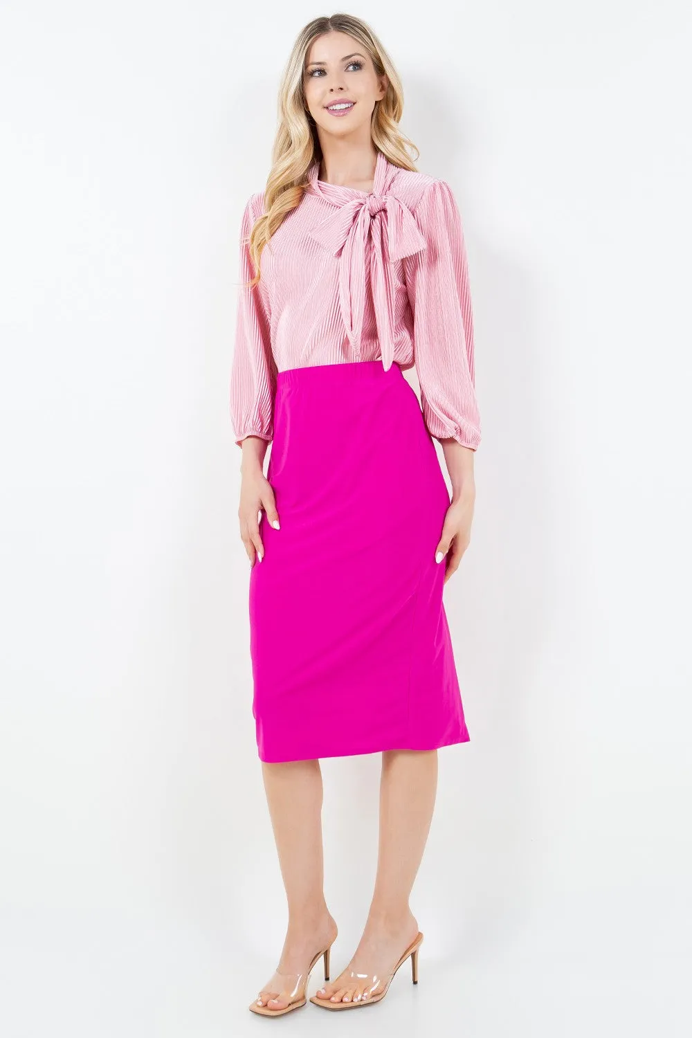 Miss Amy Pencil Skirt (Regular & Plus)-Hot Pink
