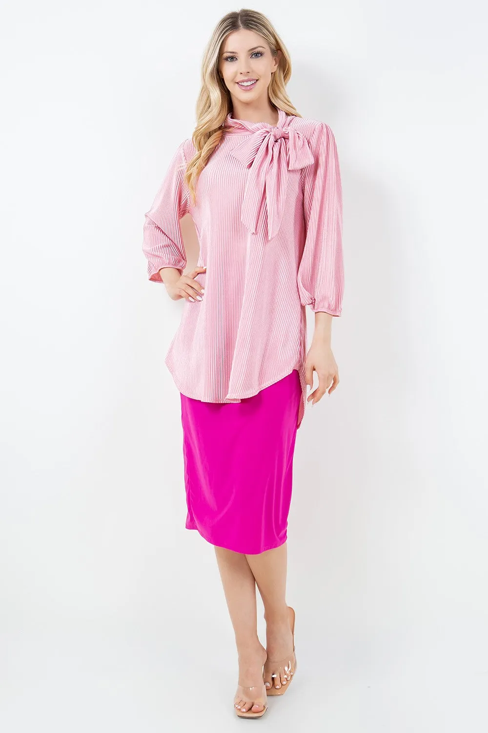 Miss Amy Pencil Skirt (Regular & Plus)-Hot Pink