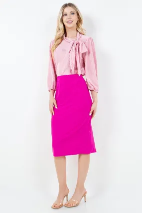 Miss Amy Pencil Skirt (Regular & Plus)-Hot Pink