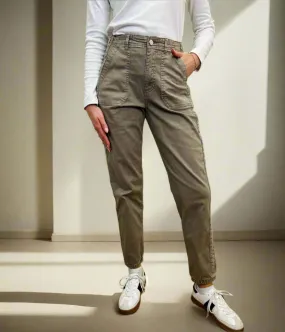Mocha Slim Fit Casual Cuffed Trousers