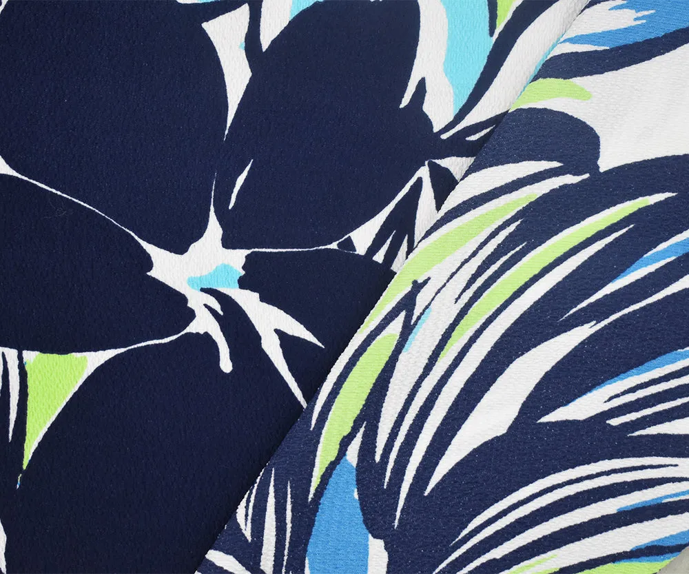 Navy-Multi Floral Printed Stretch Poly Spandex Ghost Crepe Woven Fabric