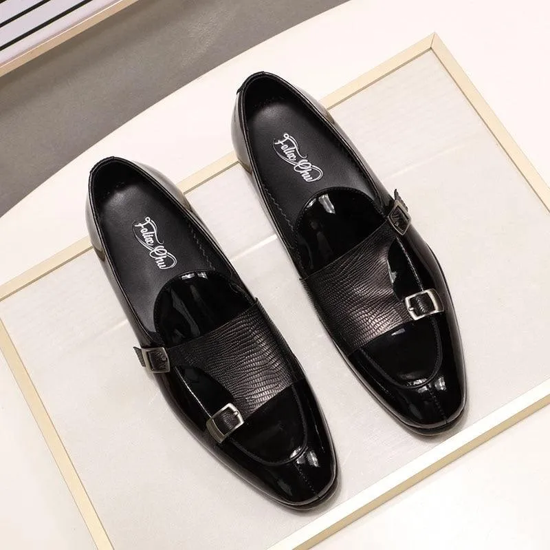 Patent Leather Monk Strap Men Loafers - Men Shoes