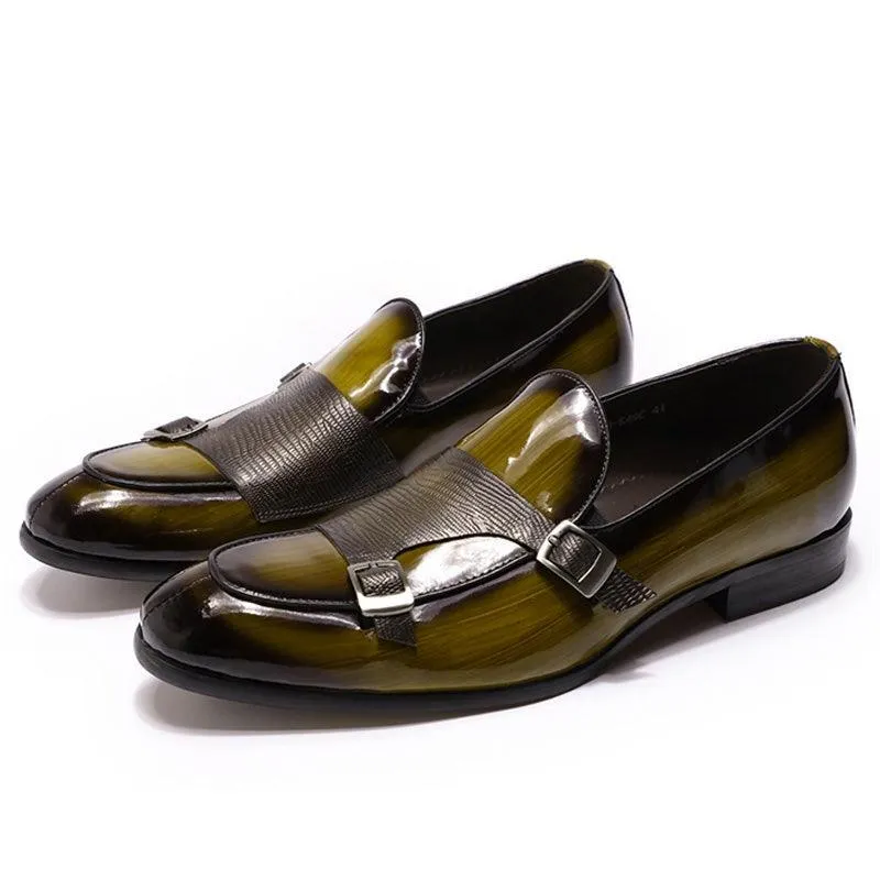 Patent Leather Monk Strap Men Loafers - Men Shoes