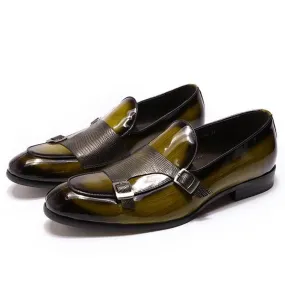 Patent Leather Monk Strap Men Loafers - Men Shoes