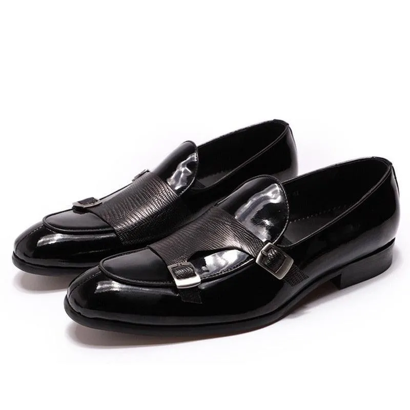 Patent Leather Monk Strap Men Loafers - Men Shoes