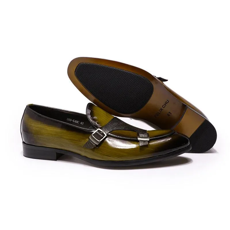 Patent Leather Monk Strap Men Loafers - Men Shoes