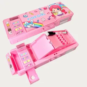 Pencil Case For Kids Plastic Coded Lock Cartoon Design Case