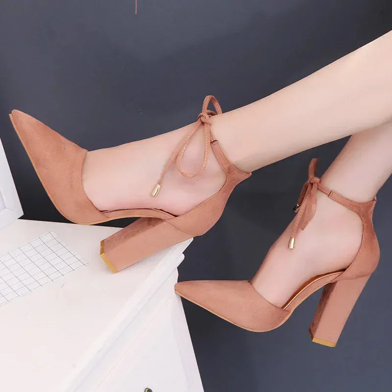 Pointed Toe Ankle Strap Pumps