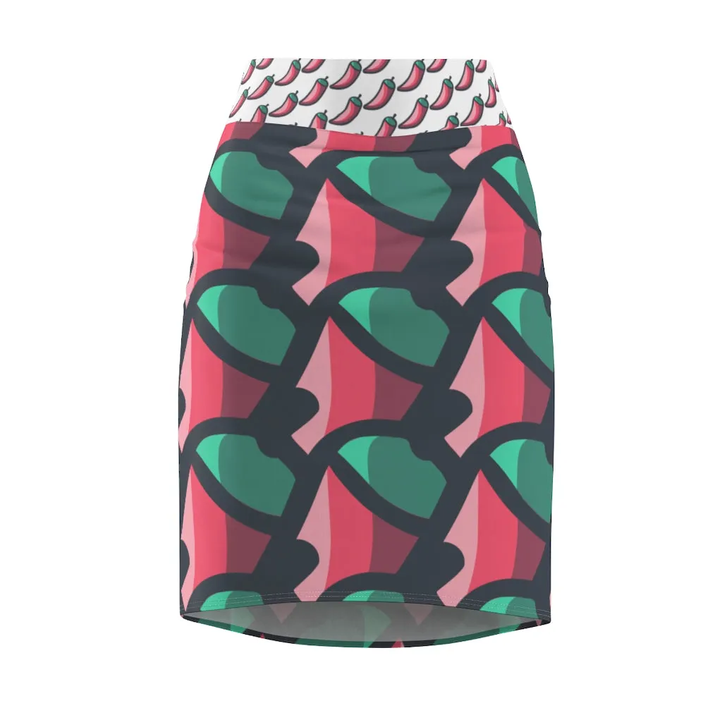 "I'm So Chilli" All-Over Chilli Pencil Skirt