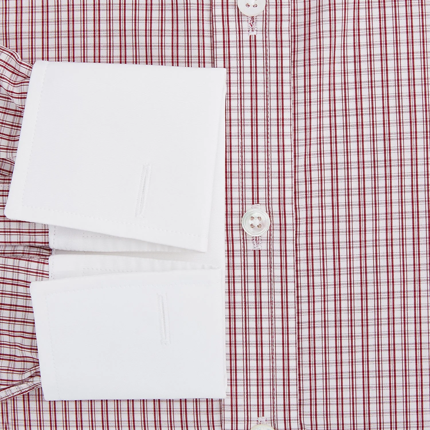 Red Micro Check Mayfair Shirt with Contrast T&A Collar and Cuffs