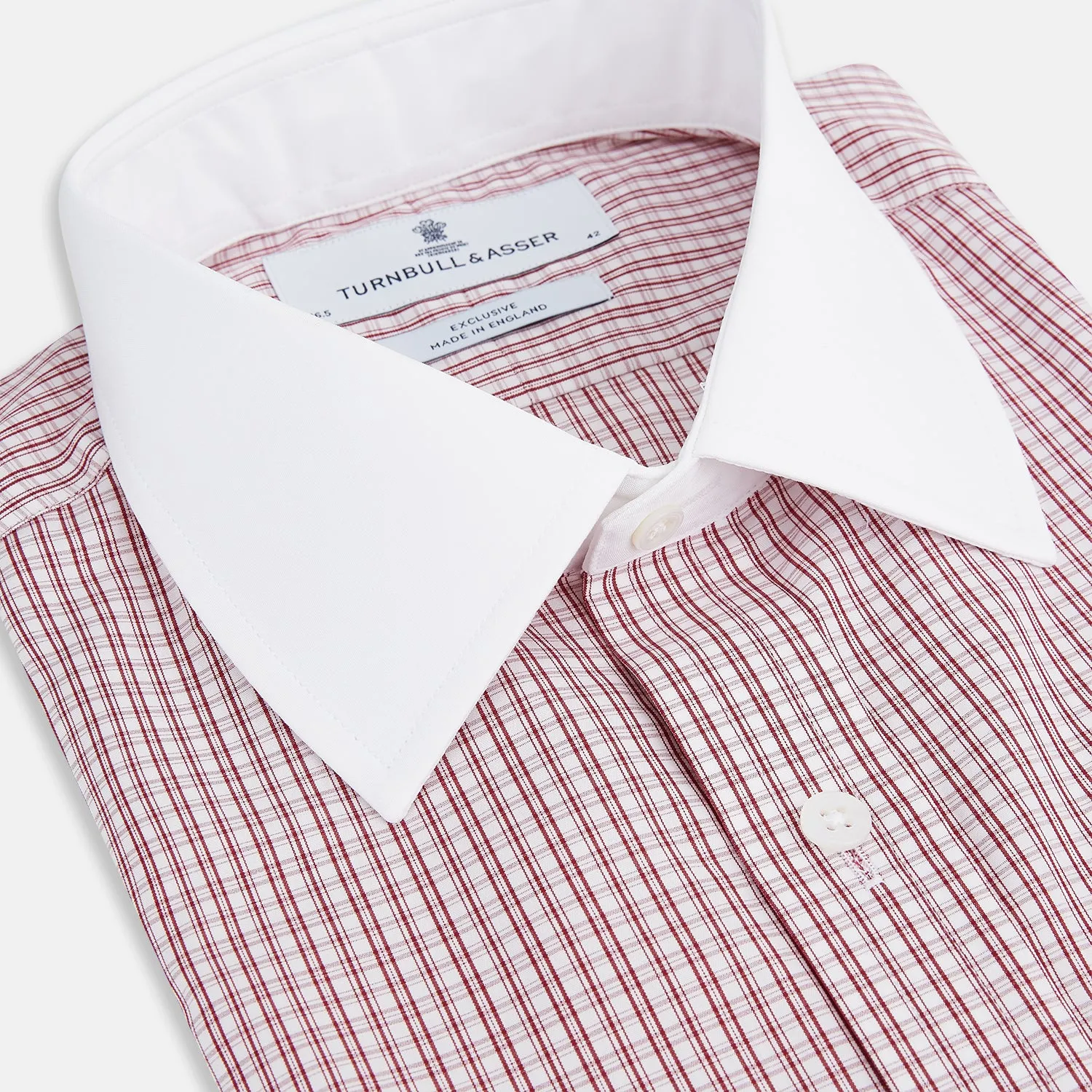 Red Micro Check Mayfair Shirt with Contrast T&A Collar and Cuffs