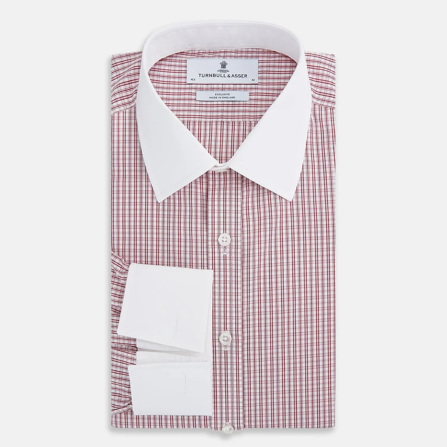 Red Micro Check Mayfair Shirt with Contrast T&A Collar and Cuffs