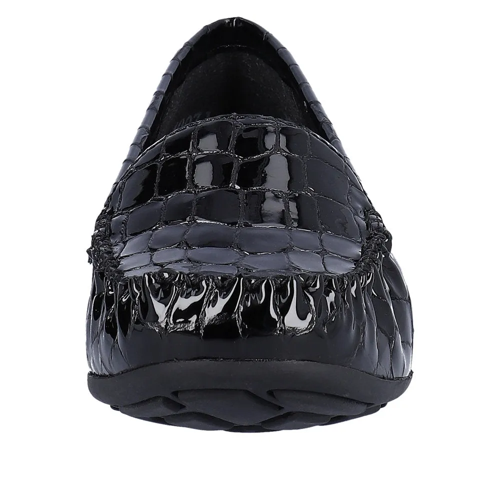 Rieker 40071-00 Ladies Black Patent Leather Slip On Loafers