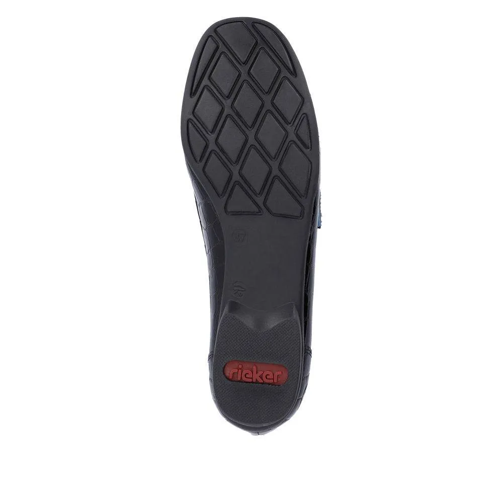 Rieker 40071-00 Ladies Black Patent Leather Slip On Loafers