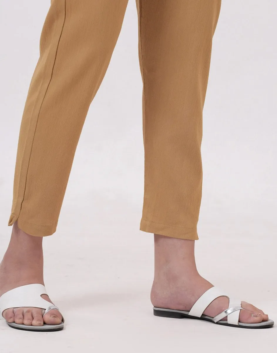 Satrangi Women's CamelBeige Viscose Lycra Trouser
