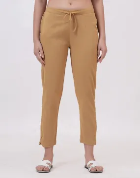 Satrangi Women's CamelBeige Viscose Lycra Trouser