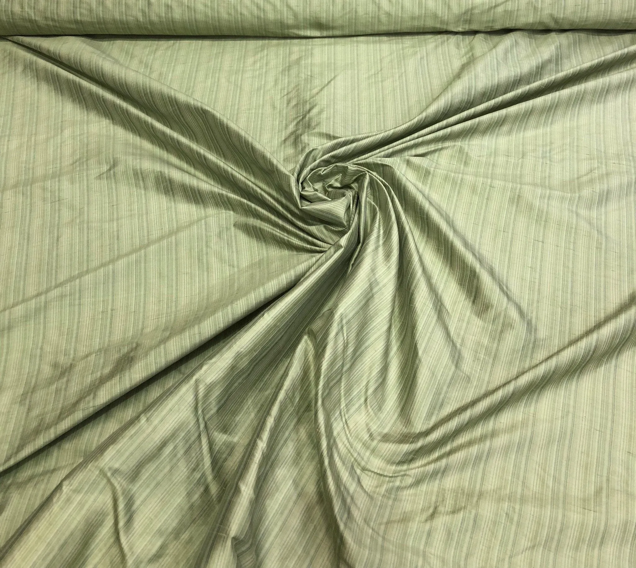 Silk shantung 54&quot; wide   Beautiful sage green pinstripes silk shantung fabric sold by the yard