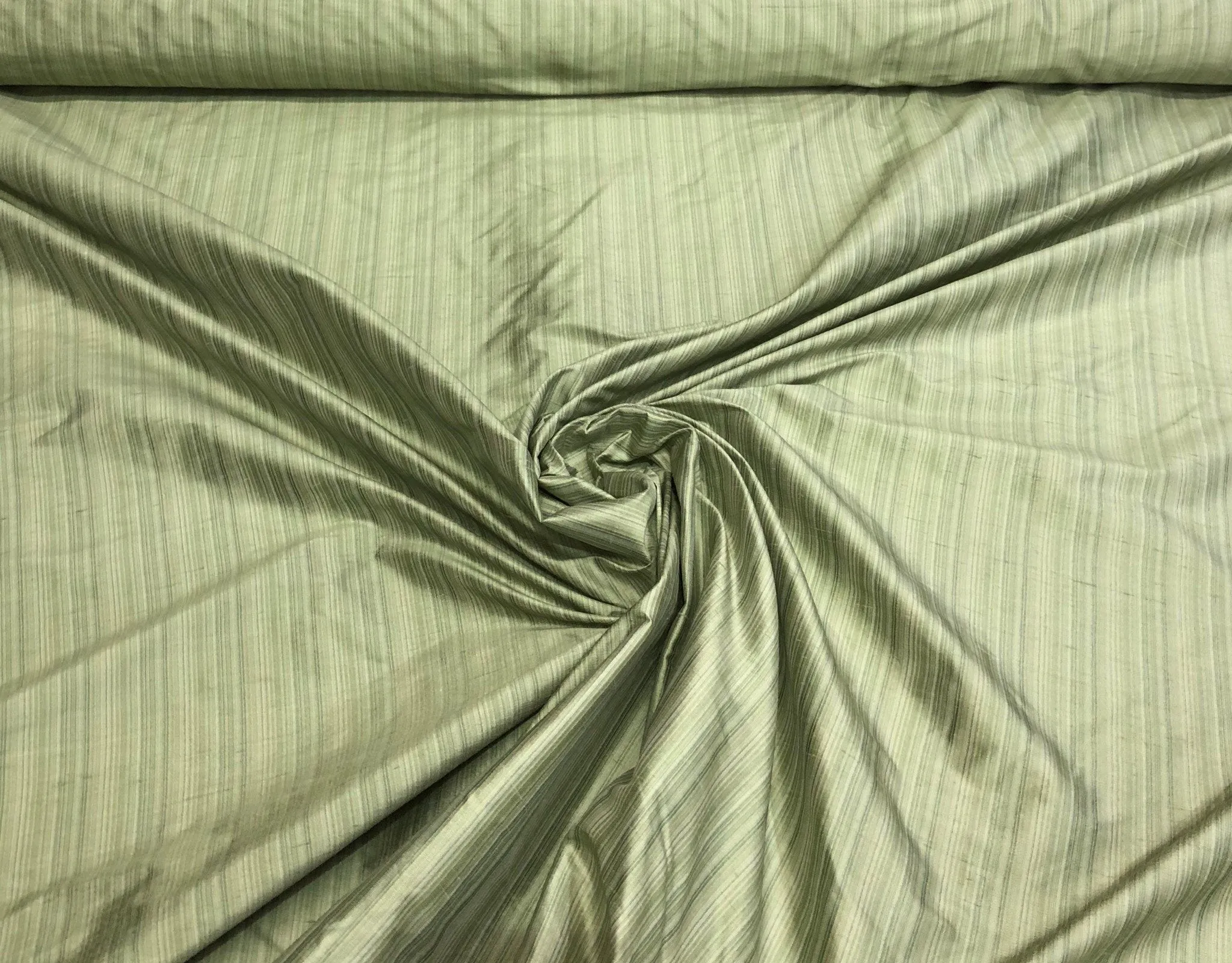Silk shantung 54&quot; wide   Beautiful sage green pinstripes silk shantung fabric sold by the yard